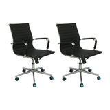 Set x 2 Sillas de Oficina Esterilla Negro 61x46.5cm Reclinable y Giratoria con Ruedas - SILLAS DE OFICINA | Bylmo
