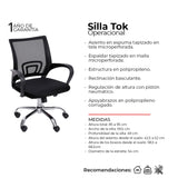 Silla de Oficina Tok Negro 57x52cm Reclinable y Giratoria con Ruedas - SILLAS DE OFICINA | Bylmo