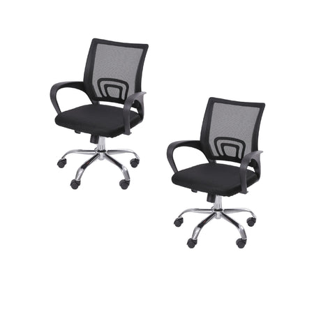 Set x 2 Sillas de Oficina Tok Negro 57x52cm Reclinable y Giratoria con Ruedas - SILLAS DE OFICINA | Bylmo