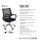 Set x 2 Sillas de Oficina Tok Negro 57x52cm Reclinable y Giratoria con Ruedas - SILLAS DE OFICINA | Bylmo