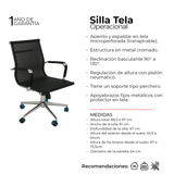 Set x 2 Sillas de Oficina Negro 61x46.5cm Reclinable y Giratoria con Ruedas - SILLAS DE OFICINA | Bylmo