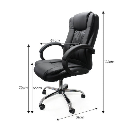 Silla de Oficina Monaco Negro 64x51cm Reclinable y Giratoria con Ruedas - SILLAS DE OFICINA | Bylmo