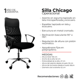 Silla de Oficina Chicago Negro 62x47cm Reclinable y Giratoria con Ruedas - SILLAS DE OFICINA | Bylmo