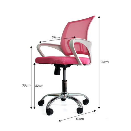 Silla de Oficina Tok Rosado 57x52cm Reclinable y Giratoria con Ruedas - SILLAS DE OFICINA | Bylmo