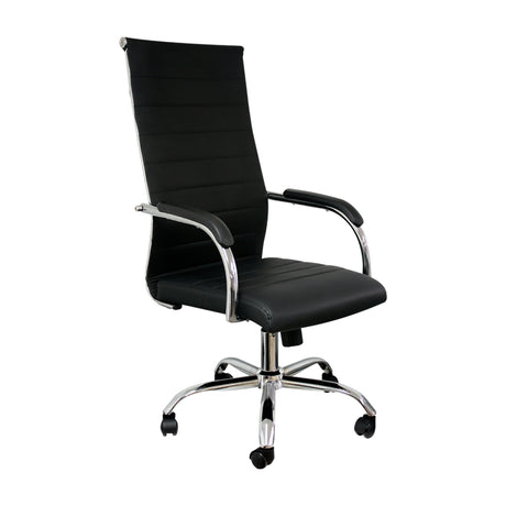 Silla de Oficina Alta Venecia Negro 54.5x50cm Reclinable y Giratoria con Ruedas - SILLAS DE OFICINA | Bylmo
