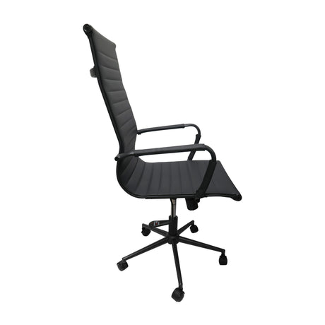 Silla de Oficina Alta Esterilla Negro Cuero PU 61x46.5cm Reclinable y Giratoria con Ruedas - SILLAS DE OFICINA | Bylmo