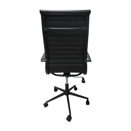 Silla de Oficina Alta Esterilla Negro Cuero PU 61x46.5cm Reclinable y Giratoria con Ruedas - SILLAS DE OFICINA | Bylmo