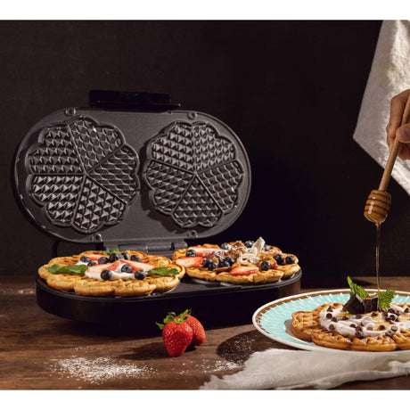 Waflera Negro 23.1x7.8cm de Dos Puestos con Luz Indicadora - SANDUCHERAS Y WAFLERAS | Bylmo