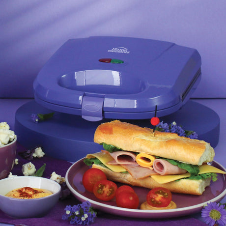 Sanduchera Negro y Violeta 21.5x9cm de Un Puesto Tipo Panini - SANDUCHERAS Y WAFLERAS | Bylmo