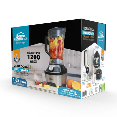 Licuadora Maxi Power Negro y Plateado 21.5x44cm De Seis Aspas y 1.8 Litros - LICUADORAS Y PROCESADORES | Bylmo