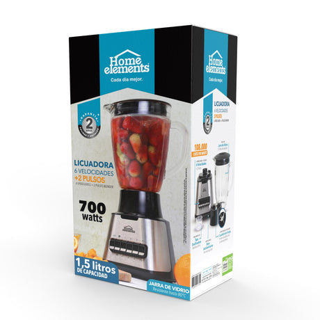 Licuadora Extra Power Negro y Plateado 18.5x39cm De Seis Aspas y 1.5 Litros - LICUADORAS Y PROCESADORES | Bylmo