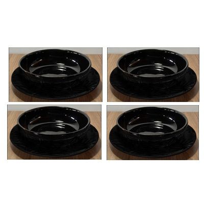 Juego De Vajillas 8 Piezas Negra 22x21cm Circular Para Cuatro Puestos - VAJILLA | Bylmo