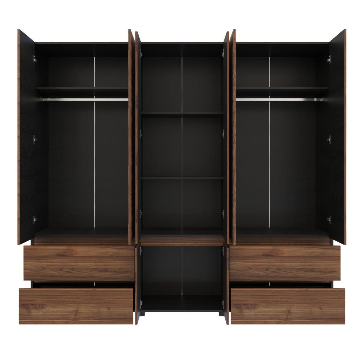 Closet Dallas Gales y Wengue 220x200cm con Cuatro Cajones y con Doce Compartimientos - CLOSETS | Bylmo