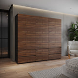 Closet Dallas Gales y Wengue 220x200cm con Cuatro Cajones y con Doce Compartimientos - CLOSETS | Bylmo