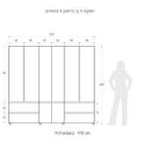 Closet Dallas Gales y Wengue 220x200cm con Cuatro Cajones y con Doce Compartimientos - CLOSETS | Bylmo
