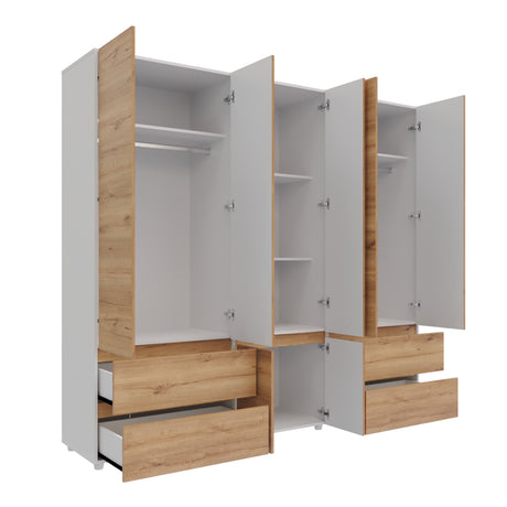 Closet Dallas Duna y Blanco 220x200cm con Cuatro Cajones y con Doce Compartimientos - CLOSETS | Bylmo