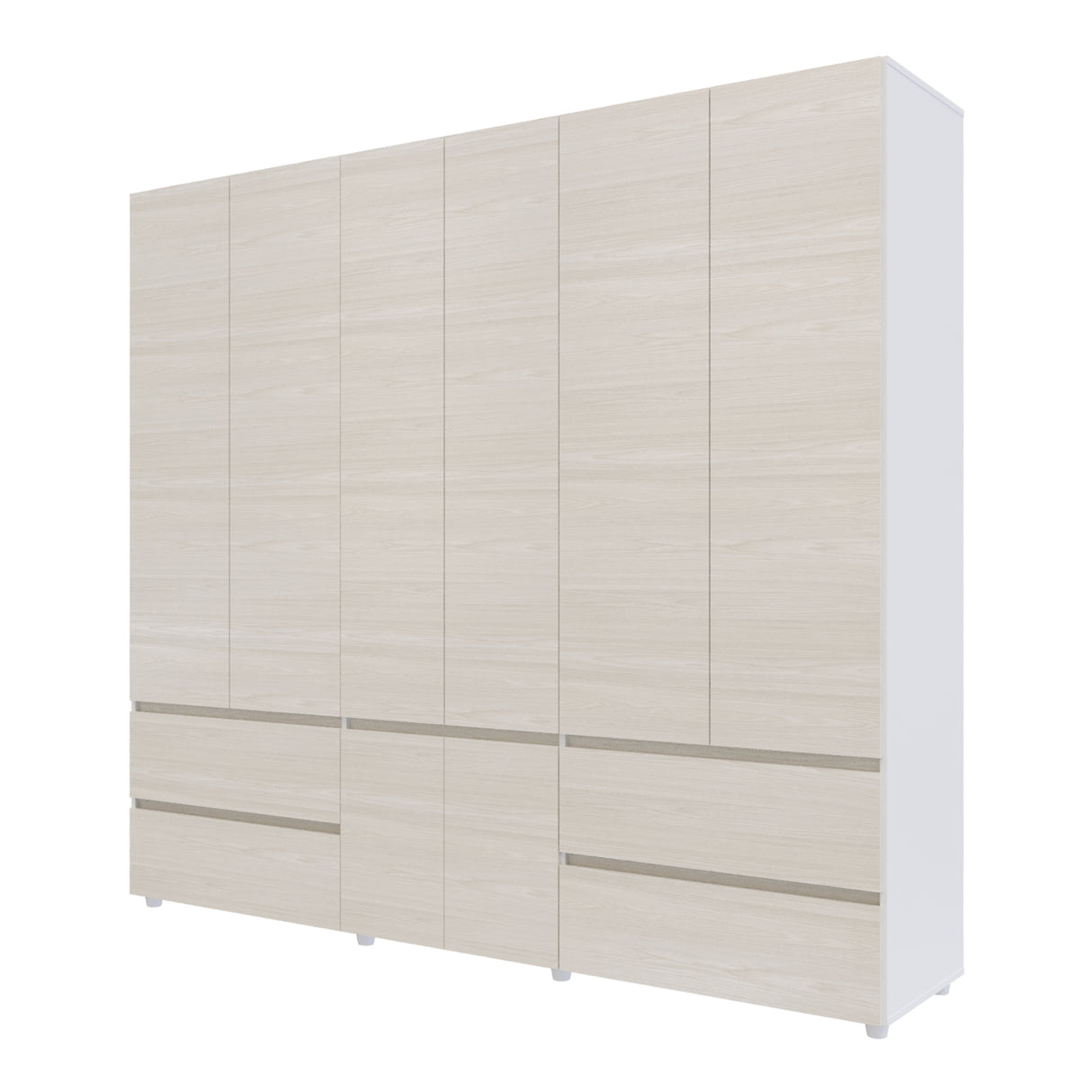 Closet Dallas Niebla y Blanco 220x200cm con Cuatro Cajones y con Doce Compartimientos - CLOSETS | Bylmo
