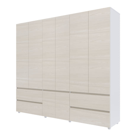 Closet Dallas Niebla y Blanco 220x200cm con Cuatro Cajones y con Doce Compartimientos - CLOSETS | Bylmo