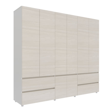 Closet Dallas Niebla y Blanco 220x200cm con Cuatro Cajones y con Doce Compartimientos - CLOSETS | Bylmo