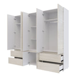 Closet Dallas Niebla y Blanco 220x200cm con Cuatro Cajones y con Doce Compartimientos - CLOSETS | Bylmo