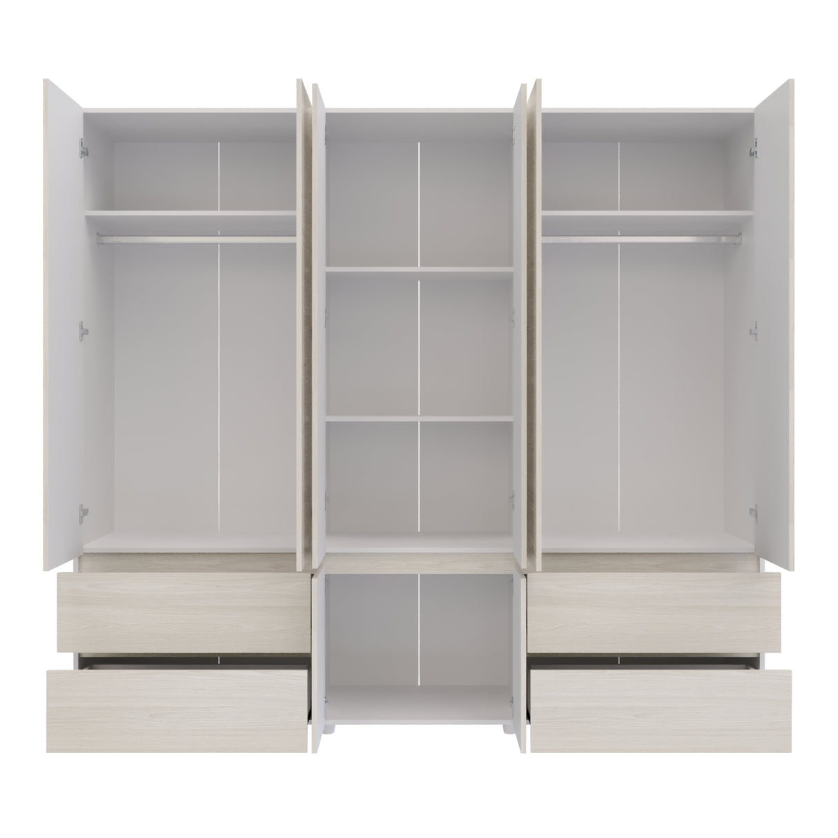 Closet Dallas Niebla y Blanco 220x200cm con Cuatro Cajones y con Doce Compartimientos - CLOSETS | Bylmo