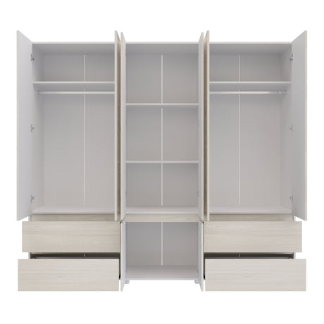 Closet Dallas Niebla y Blanco 220x200cm con Cuatro Cajones y con Doce Compartimientos - CLOSETS | Bylmo