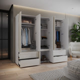 Closet Dallas Niebla y Blanco 220x200cm con Cuatro Cajones y con Doce Compartimientos - CLOSETS | Bylmo
