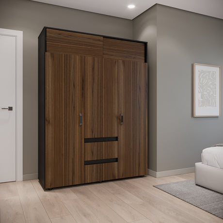 Closet Aurora Gales y Wengue 150x200cm con Dos Cajones y con Ocho Compartimientos - CLOSETS | Bylmo