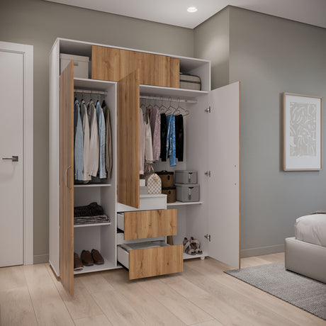 Closet Aurora Duna y Blanco 150x200cm con Dos Cajones y con Ocho Compartimientos - CLOSETS | Bylmo