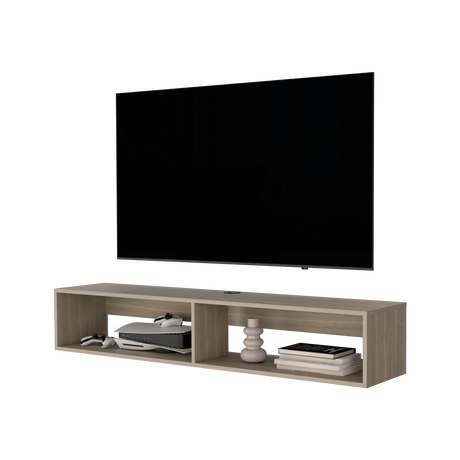Rack de TV Flotante Bardolino 150x27cm para TV Hasta 65 Pulgadas con Dos Compartimientos y con Ranuras para Cables - MUEBLES DE TV | Bylmo