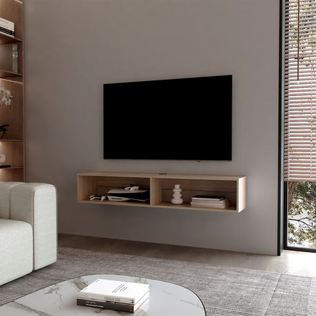 Rack de TV Flotante Bardolino 150x27cm para TV Hasta 65 Pulgadas con Dos Compartimientos y con Ranuras para Cables - MUEBLES DE TV | Bylmo