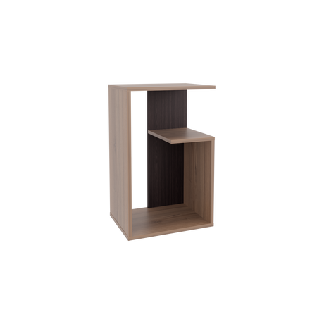 Mesa Auxiliar Rectangular Everett Cafe Expreso y Wengue 40x63cm con Tres Compartimientos - MESAS AUXILIARES | Bylmo