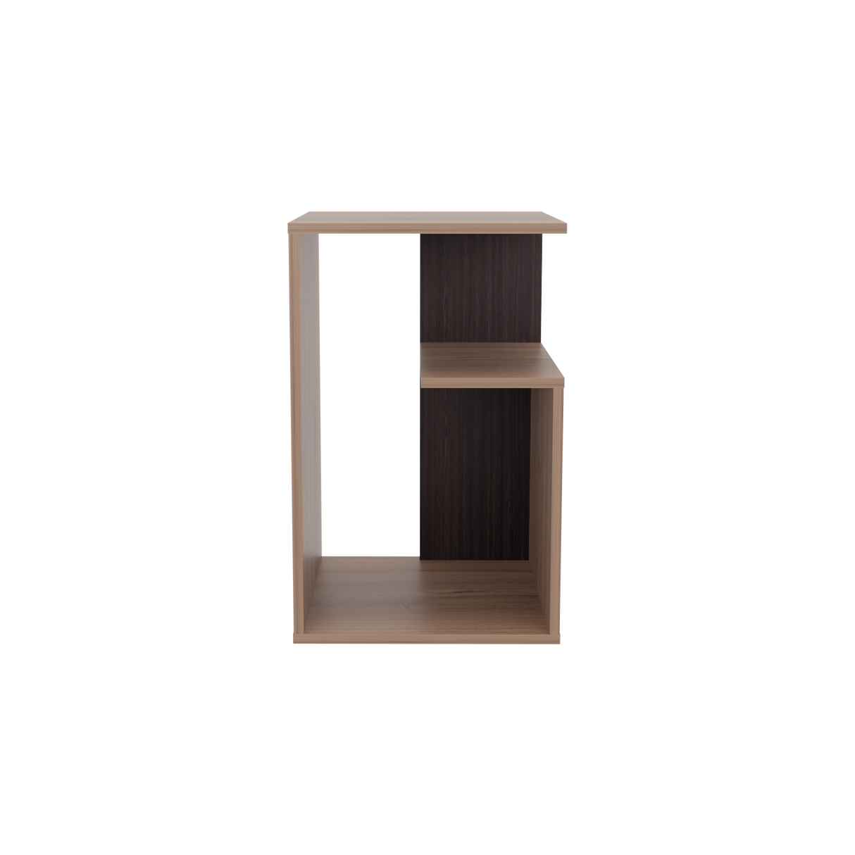 Mesa Auxiliar Rectangular Everett Cafe Expreso y Wengue 40x63cm con Tres Compartimientos - MESAS AUXILIARES | Bylmo