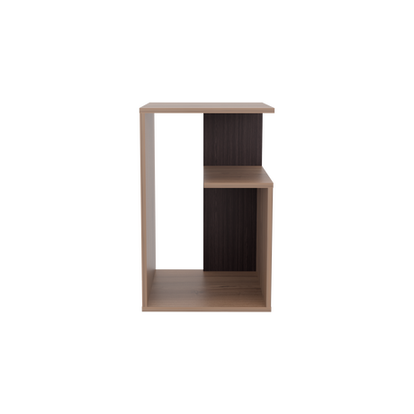 Mesa Auxiliar Rectangular Everett Cafe Expreso y Wengue 40x63cm con Tres Compartimientos - MESAS AUXILIARES | Bylmo