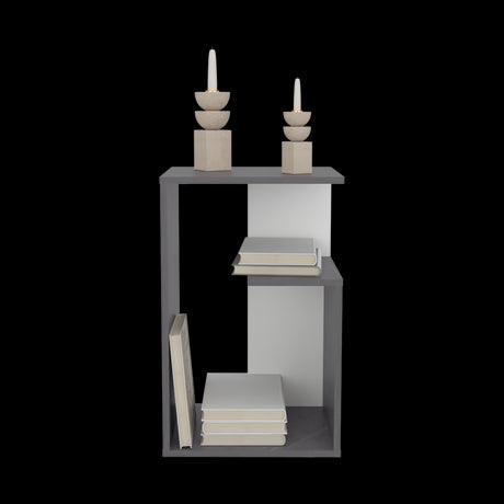 Mesa Auxiliar Rectangular Everett Onix y Blanco 40x63cm con Tres Compartimientos - MESAS AUXILIARES | Bylmo