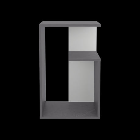 Mesa Auxiliar Rectangular Everett Onix y Blanco 40x63cm con Tres Compartimientos - MESAS AUXILIARES | Bylmo