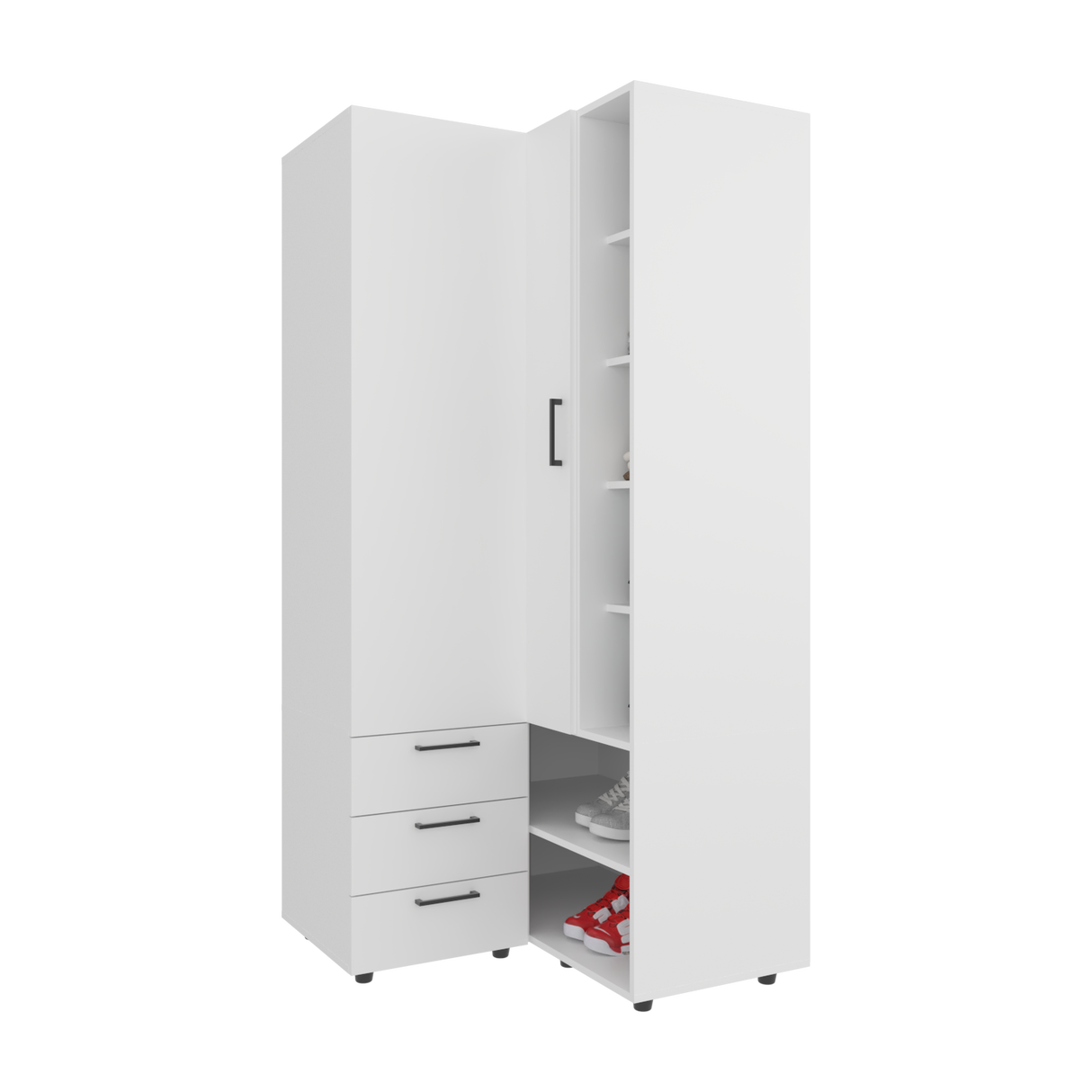 Closet Toulouse Blanco 85x180cm Con Tres Cajones y Diez Compartimientos - CLOSETS | Bylmo