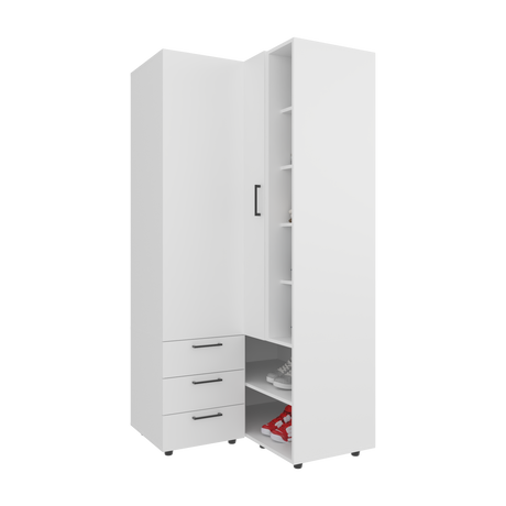 Closet Toulouse Blanco 85x180cm Con Tres Cajones y Diez Compartimientos - CLOSETS | Bylmo