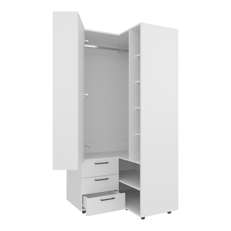 Closet Toulouse Blanco 85x180cm Con Tres Cajones y Diez Compartimientos - CLOSETS | Bylmo