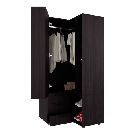 Closet Toulouse Wengue 85x180cm Con Tres Cajones y Diez Compartimientos - CLOSETS | Bylmo