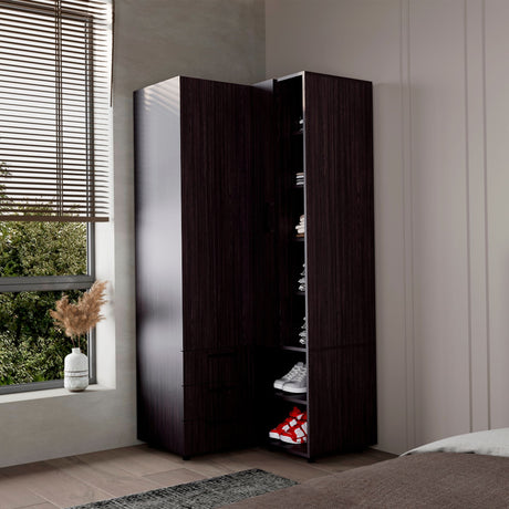 Closet Toulouse Wengue 85x180cm Con Tres Cajones y Diez Compartimientos - CLOSETS | Bylmo