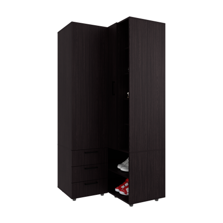 Closet Toulouse Wengue 85x180cm Con Tres Cajones y Diez Compartimientos - CLOSETS | Bylmo