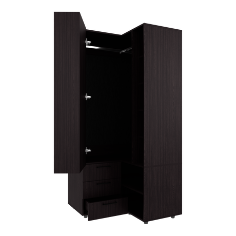 Closet Toulouse Wengue 85x180cm Con Tres Cajones y Diez Compartimientos - CLOSETS | Bylmo