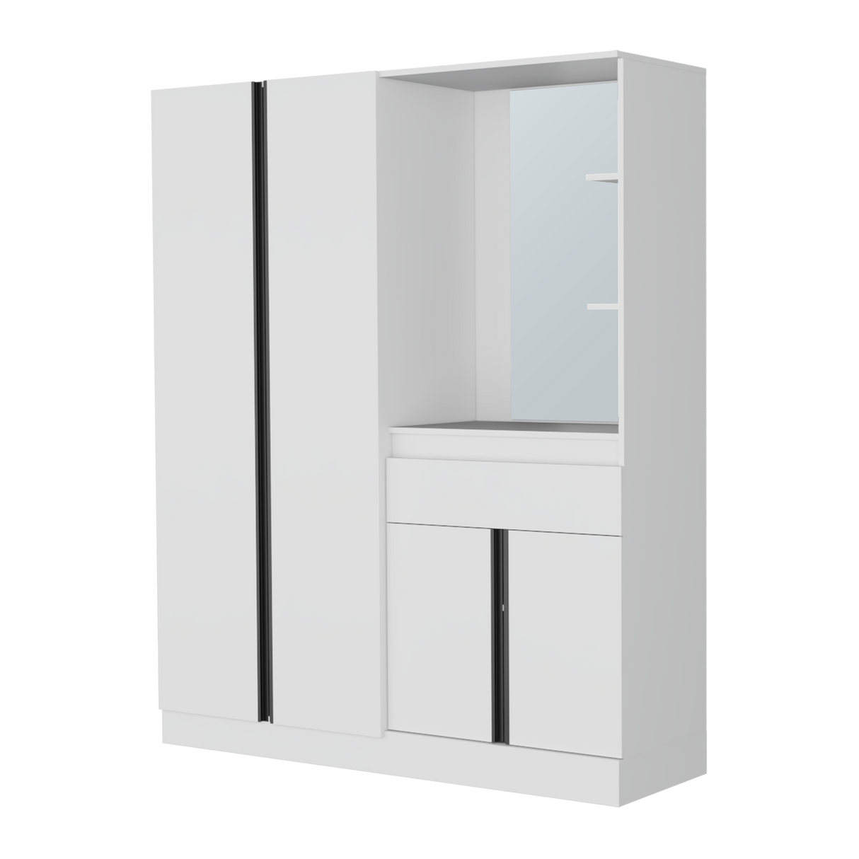 Closet Kamelot Blanco 150x186cm Con Un Cajón Cuatro Compartimientos y con Espejo - CLOSETS | Bylmo