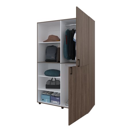 Closet Eco Milan Y Blanco 120x184cm Con Siete Compartimientos - CLOSETS | Bylmo