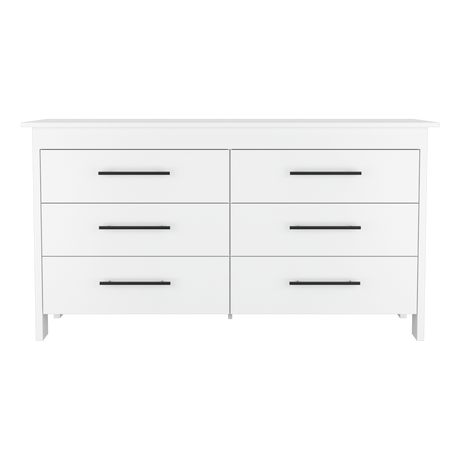 Cómoda HMS Blanco 150x81cm de Tres Hileras con Seis Cajones - CAJONERAS Y COMODAS | Bylmo