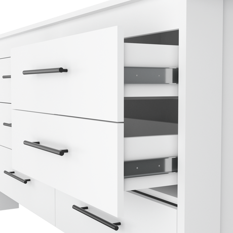 Cómoda HMS Blanco 150x81cm de Tres Hileras con Seis Cajones - CAJONERAS Y COMODAS | Bylmo