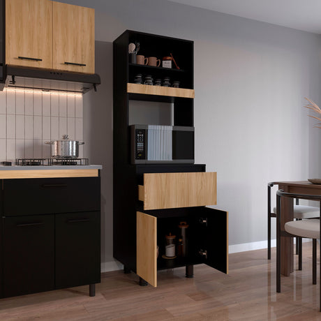 Alacena Express Wengue y Fresno Europeo 60x194cm Con Tres Puertas - ALACENAS Y MUEBLES MICROONDAS | Bylmo