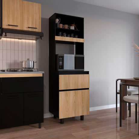 Alacena Express Wengue y Fresno Europeo 60x194cm Con Tres Puertas - ALACENAS Y MUEBLES MICROONDAS | Bylmo