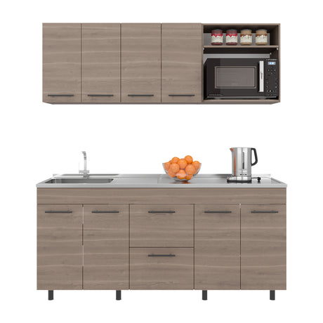 Cocina Barajas Bardolino 180x60cm con Mesón de Acero Inoxidable para Lado Izquierdo y sin Estufa - COCINAS | Bylmo
